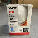 Satco Led G25 Bulb 6w 2700k Medium Base S9200. Fixed Price $5.95.