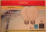 Sunbeam (2-pack) 3.8 Watt (= 40 Watt) Led G25 Globe Vanity Bulbs - Warm White. Fixed Price $7.04.