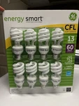 Ge Energy Smart Cfl Spiral 13 Watt Replaces 60 Light Bulbs 8 Pack. Fixed Price $40.99.