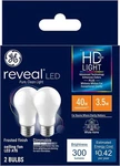 2- Ge Reveal Led 40 Watt A15 Ceiling Fan 31885 Light Bulbs Hd+ Frosted 3.5 = 40w. Fixed Price $12.21.