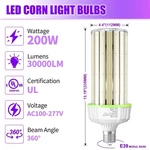200 Watt Led Corn Light Warehouse Commercial Industrial High Bay Blubs. Fixed Price $79.20.