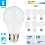 6-pack Kor 9w (60w) Led A19 Light Bulb 4000k Cool White 750lm Non-dimmable E26. Fixed Price $18.00.