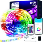 Volivo 100ft Led Strip Lights For Bedroom, Color Changing Light Strips Kit W. Fixed Price $19.99.