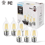 6 Pack Flame Tip Led Filament Bulb Candelabra E26 Base Dimmable 4.5w (60w Equiv). Fixed Price $18.00.
