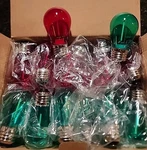 24 Pk Red Green S14 Christmas Light Bulbs 1 Watt Plastic Shatterproof Visterlite. Fixed Price $24.00.