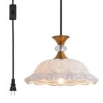 Zeyqlqzq Plug In Gold Pendant Light Plugin Kitchen White Glass Lighting. Fixed Price $72.77.