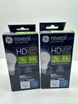 (2) Ge Reveal Led 75w/ 8.5w Watts A19 Base Bulb 850 Lumens Pure Light Dimmable. Fixed Price $9.29.