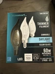 Eco Smart Dimmable Candelabra Fine Bendy Filament Led Edison Light Bulb (3-pck). Fixed Price $4.00.