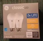 Ge Classic Led 2x Life Soft 2-bulbs A19 Medium Base 15w Replacement Bulbs Fs. Fixed Price $16.98.
