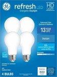 Ge Refresh 1-pack 4-bulbs 60watts Lights Daylight White Light A19 Led. Fixed Price $13.95.