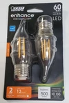 (2) New Feit Electric 60w Filament Enhance Led Bulb Dimmable 2700k. Flame Tip. Fixed Price $15.99.
