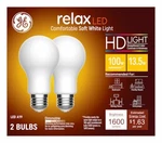 Relax Hd+ Led Light Bulbs, Soft White, 1600 Lumens, 13 Watt, 2-pk. - 93129807. Fixed Price $26.12.