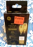 Ge Vintage Style Led Candelabra 2 Bulbs Amber Glass 60w 400 Lumens Fast Ship. Fixed Price $7.99.