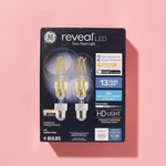 Ge Reveal Led Bulbs 60w Equivalent Hd+ Light A19 Dimmable Clear 4-pack 800 Lumen. Fixed Price $7.00.