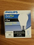 Philips Duramax 15w Soft White Medium Base A15 (15a/wl) 120v 2bulbs In Pack. Fixed Price $20.00.