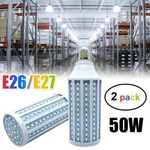 2 Pack E26 Led Corn Light Bulbs 500w Eq 6000k 50w For Garage Warehouse Workshop. Fixed Price $18.99.