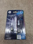 Ge Reveal Hd+ 60w Candelabra Light Bulbs 2 Packs B-type Dimmable. Fixed Price $14.00.