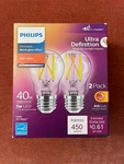 Philips 40w (5w) Soft White (2700k) A15 Ultra Definition Led 450 Lumens 2-pack. Fixed Price $4.99.