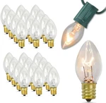 Iconikal 5-watt C7 Night Light Candelabra Bulbs, Clear, 24-count For Lamps. Fixed Price $8.50.