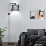 Nintiue Upgraded Dimmable Floor Lamp, 1000 Matte Black-black Linen Shades. Fixed Price $94.99.