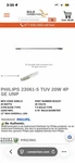 Two - Genuine Philips 23061-5 Tuv 20w 4p Se Unp Bulbs (two Bulbs) Germicidal. Fixed Price $19.99.