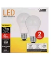 Feit Electric Acre A19 E26 (medium) Led Bulb Soft White 75 Watt Equivalence 2 Pk. Fixed Price $4.59.