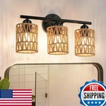 Frideko 3-light Modern Rattan Bathroom Vanity Light Fixture Wall Sconce. Fixed Price $87.23.