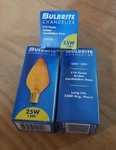 Bulbrite Chandelier 25f10a 25w - Candelabra Base Amber 3 Pak!!. Fixed Price $8.00.