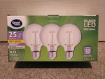 Great Value Led Light Bulb G25 25w Eqv. Softwhite, E26 Base, 3 Pack. Fixed Price $13.98.