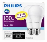 Philips 462002 (14a19/led/850/nd 120v 2pk) Led A19 Daylight Bulb, 2-pack. Fixed Price $13.00.