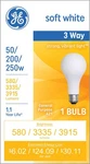 Ge Incandescent 250 Watt Soft White A21 3-way Bulb 1 Pack. Fixed Price $15.26.