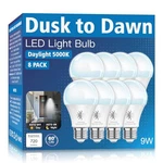 8 Pack Dusk To Dawn Light Bulbs Outdoor, 5000k-daylight, 720lm, 9w(60w. Fixed Price $49.39.