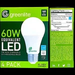 Greenlite 4pack 9w A19 60w Equivalent Led Bright White Bulb 800 Lumen 15,000 Hrs. Fixed Price $7.00.