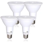 "4-pack Bioluz Par30 Led Bulbs 12w Dimmable Flood, 850lm 3000k". Fixed Price $40.79.