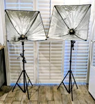 2-pc Pbl Studio Photo 120volt Light 23" X Umbrella/softbox Case Set Guc. Fixed Price $49.95.