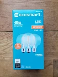 Ecosmart Led Light Bulb Soft White 40watt Equivalent G25 Globe Dimmable (3-pack). Fixed Price $9.95.
