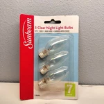 Sunbeam 3 Clear Night Light Bulbs C7 130v 3000 Hrs Candelabra Base Nice Low. Fixed Price $14.99.