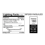 Feit Electric Bp25s11n/su/led 2.5w 3000k 180 Lumens Warm White Led Light Bulb. Fixed Price $9.11.