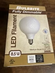 Bulbrite Led Filament Fully Dimmable Milky White G40-med Base. Fixed Price $17.00.