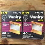 Philips Vintage Clear Vanity Soft White Light Bulbs 40w G25 2 Base, New. Fixed Price $18.97.