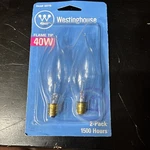 Westinghouse Flame Tip Candelabra 40 Watt (2 Bulbs) 365 Lumens 2700k #03775. Fixed Price $10.00.