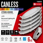 Utilitech Canless 6 Inch Led 2700k-6500k 850 Lumens Dimmable 6ct #1500767. Fixed Price $149.99.
