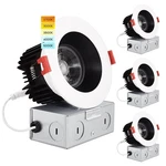 Luxrite 4 Inch Led Recessed Light 15w 5 Cct 1100 Lumens White Black Trim 4-pack. Fixed Price $219.95.