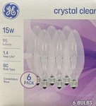 6 Ge 15w Clear Blunt Tip Bc-type Light Bulbs W/candelabra Base. Fixed Price $26.99.