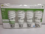 Ecosmart Light Bulbs Soft White Compact Fluorescent 60w Equivalent Spiral 4 Pack. Fixed Price $12.96.