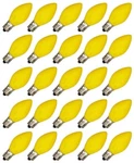 Box Of 25 Light Bulbs - C7, Steady Burning- Opaque Yellow- 7 Watt, Nickel Plated. Fixed Price $12.99.
