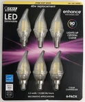 Feit Chandalier Led 3.3 Watt Candelabra Light Bulbs 6 Pack 40 Dimmable. Fixed Price $17.99.