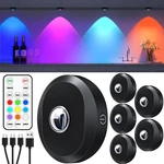 Willed Rechargeable Rgb Puck Lights With Remote Multicolor, Black. Fixed Price $56.52.