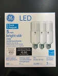 Ge Led5.5ls3/827 Bright Stik Led Lamp 3 Pack, 5w, 450 Lumens, 2700k. Fixed Price $10.89.