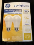 Led Light Bulbs, Bluish White Daylight, A19, 13 Watt, 2-pk. - 93131946. Fixed Price $12.95.